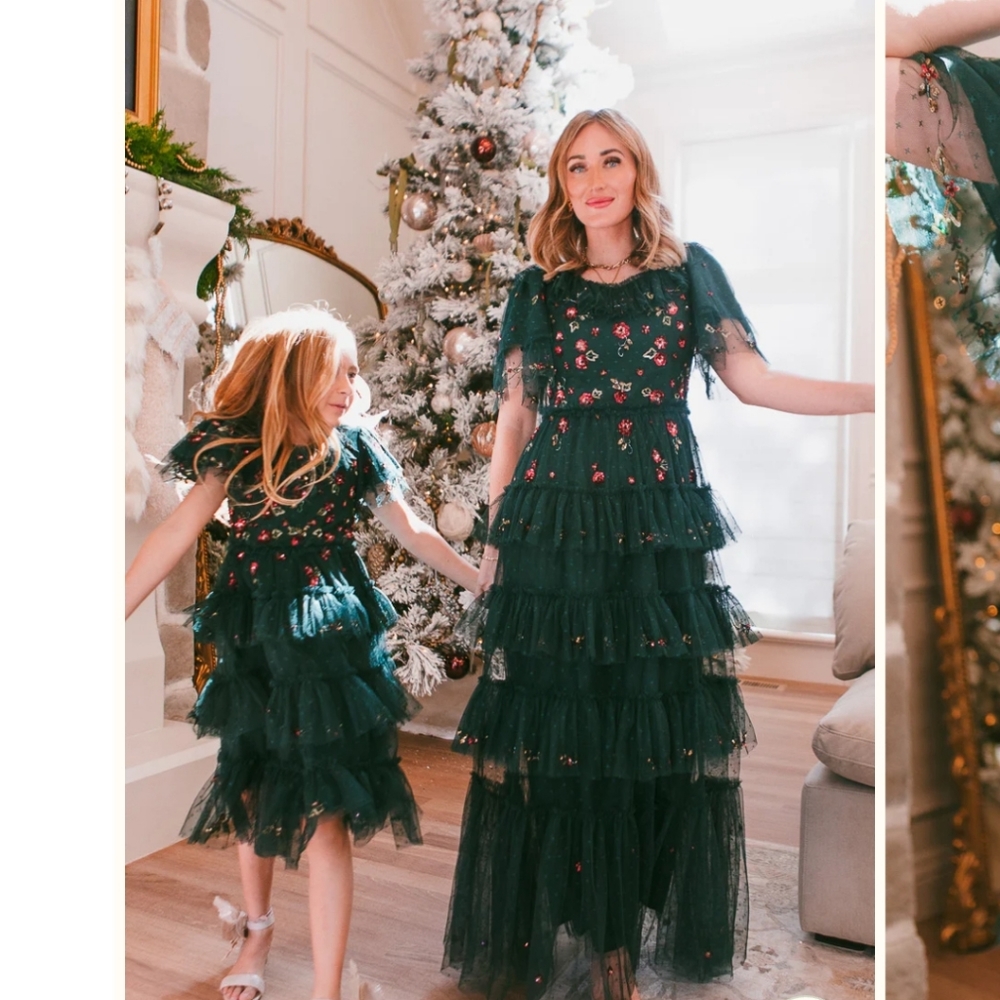 Ivy City Co Green Sequined Holiday Dress